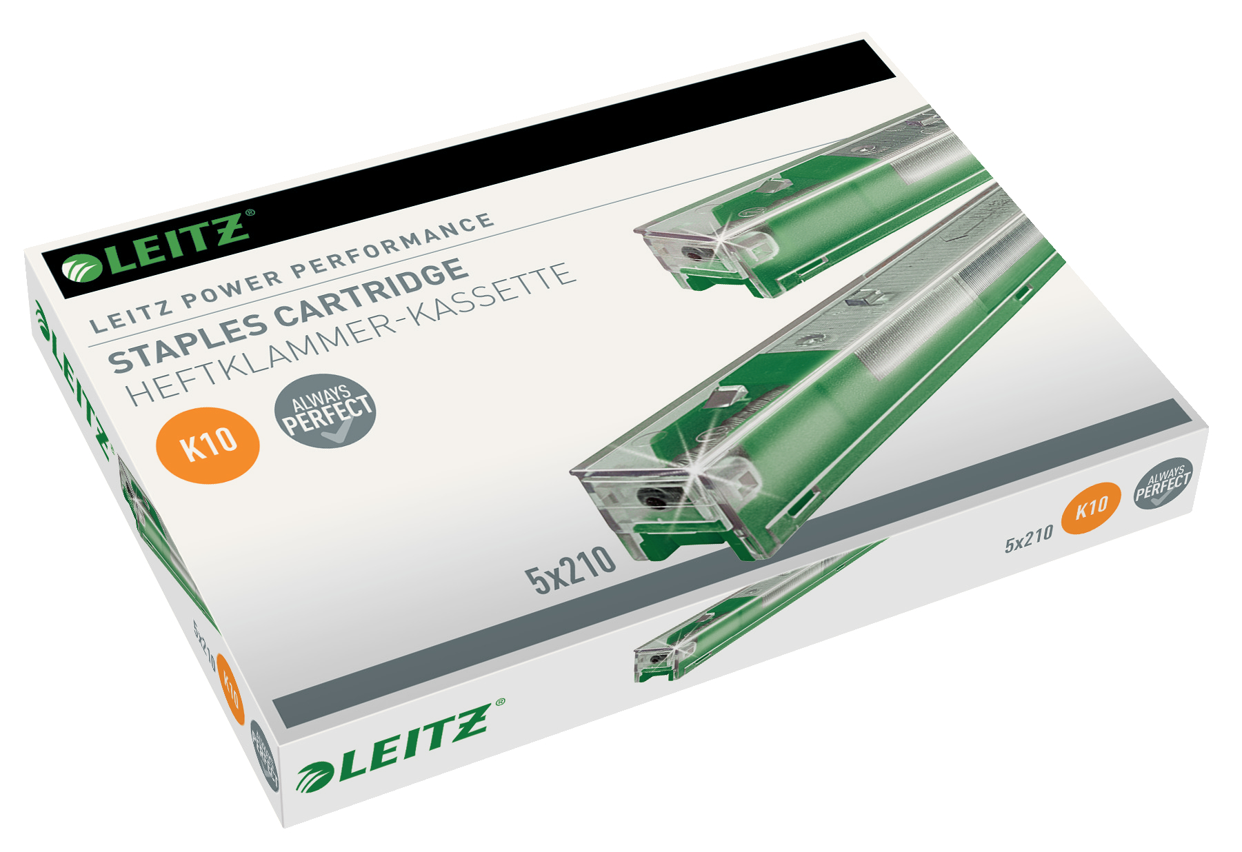 Leitz Power Performance K10 Cartridge Perfect stapling results for up to 55 sheets. Box of 1050 staples.