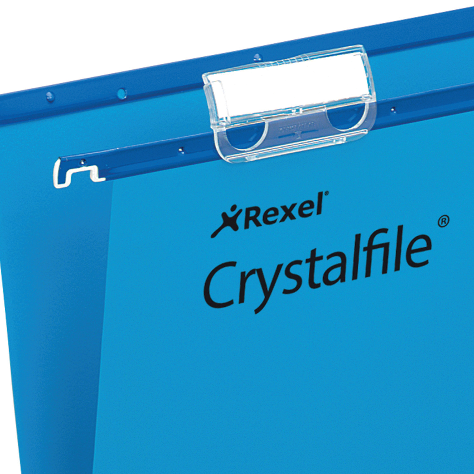 Rexel Crystalfile Extra Foolscap Suspension File Polypropylene 15mm V Base Blue (Pack 25)
