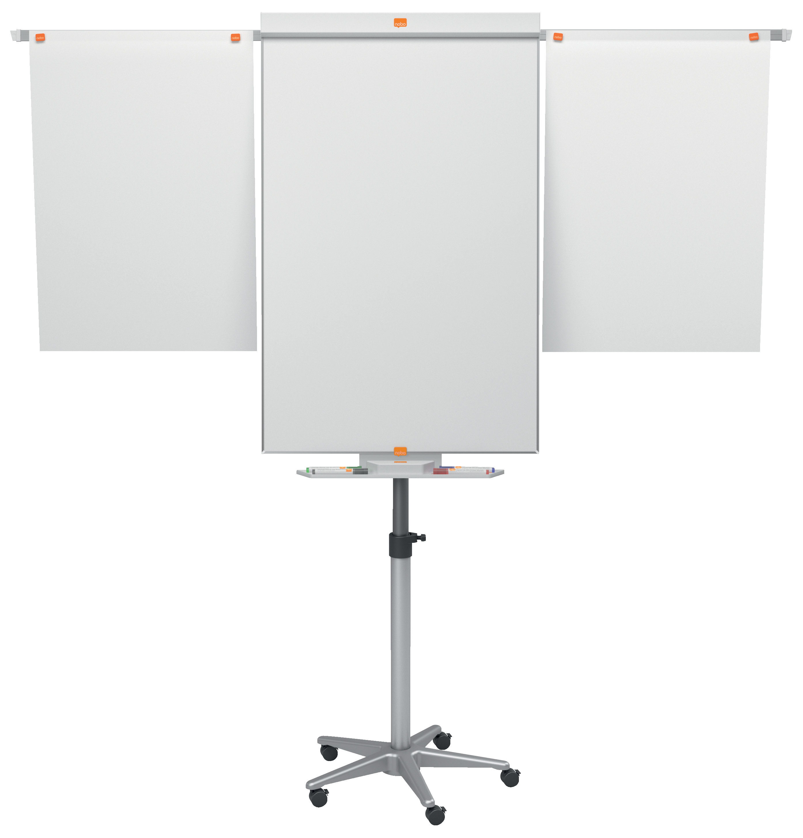 Easels Nobo Classic Nano Clean Mobile Flipchart Easel Magnetic with Extension Arms Magnetic 700x745mm Silver 1901920
