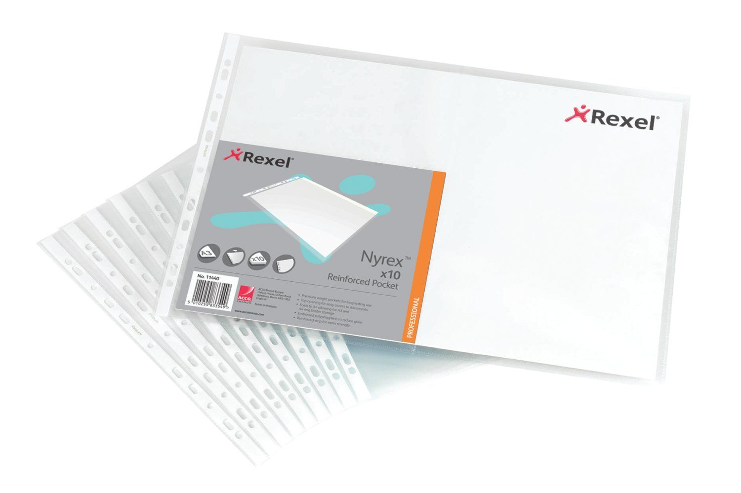 Rexel Nyrex Embossed Pocket Clear PK10