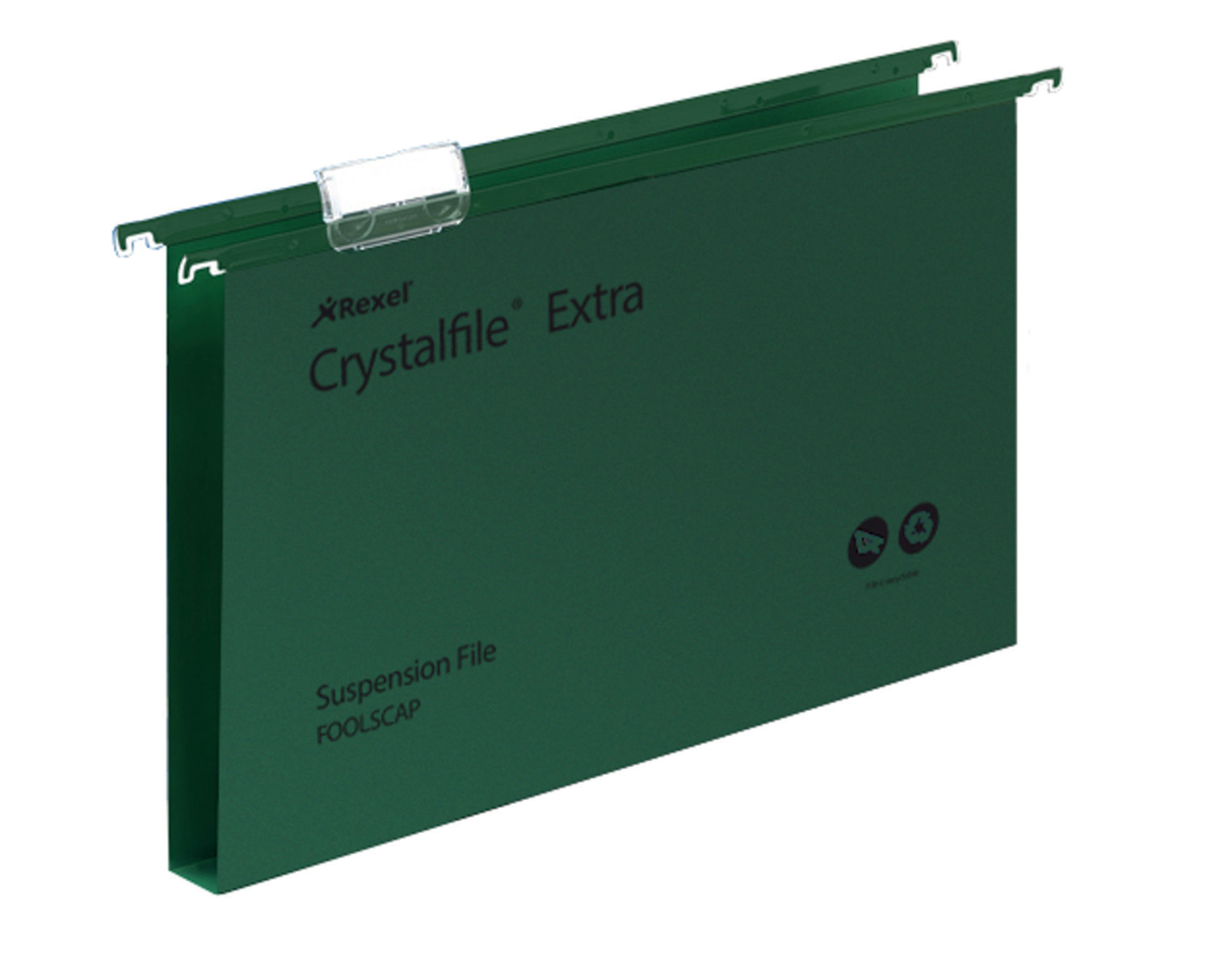 Rexel Crystalfile Extra Foolscap Suspension File Polypropylene 30mm Green (Pack 25)
