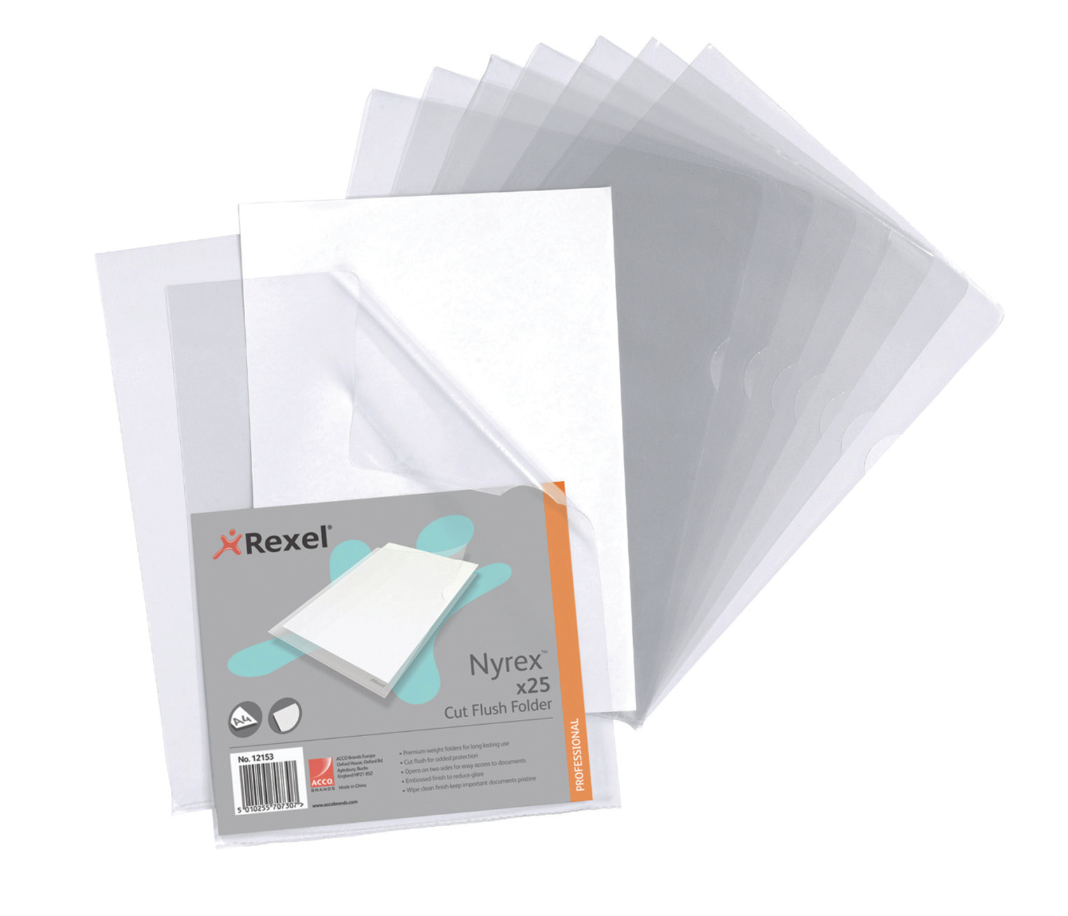 Rx Nyrex Folder Cut Flush A4 Clear PK25