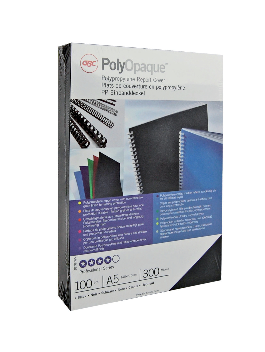 G:COVER POLYOPAQUE A4 300MIC BLACK100PCS