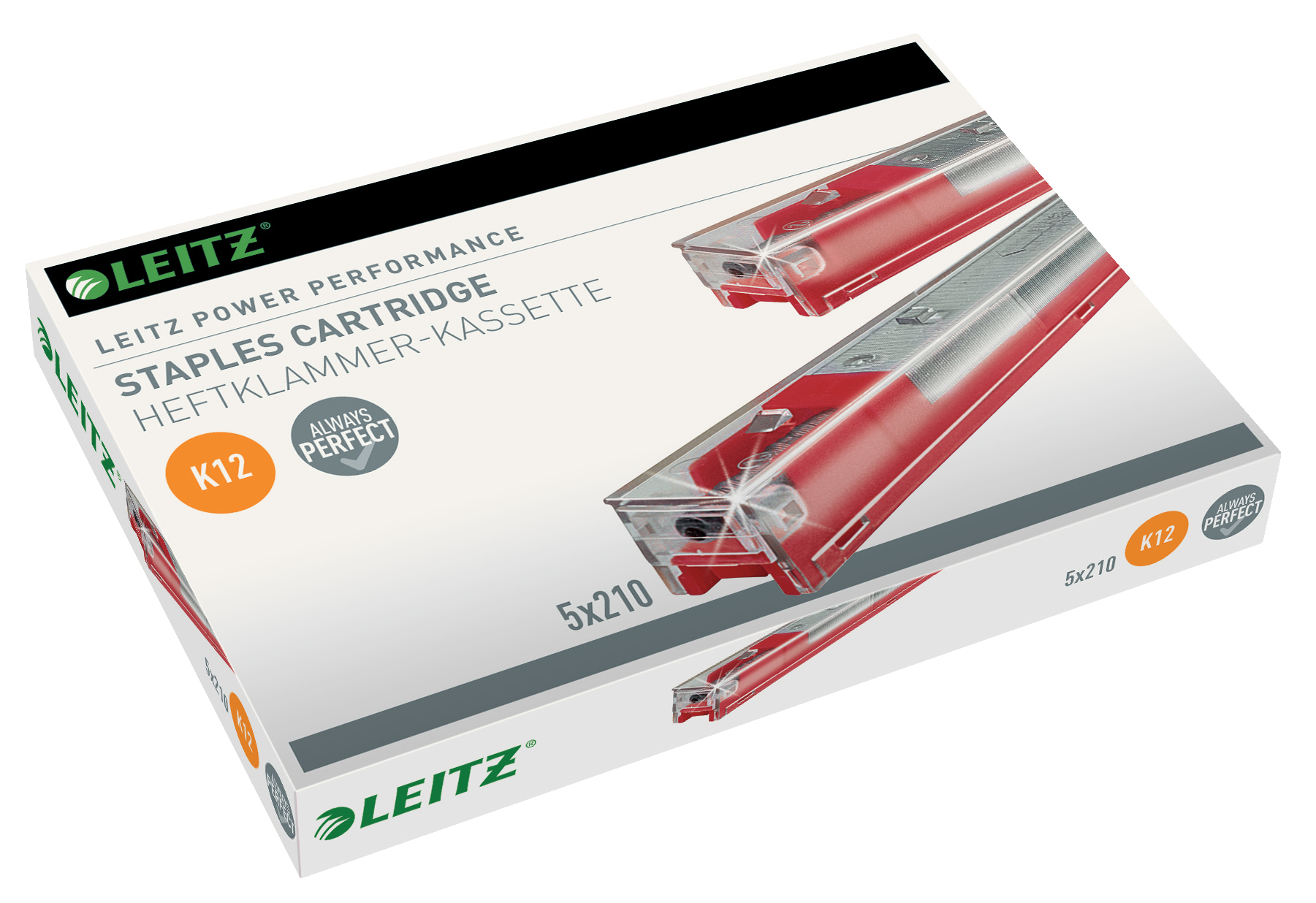 Leitz Power Performance K12 Cartridge Perfect stapling results for up to 80 sheets. Red (1050)
