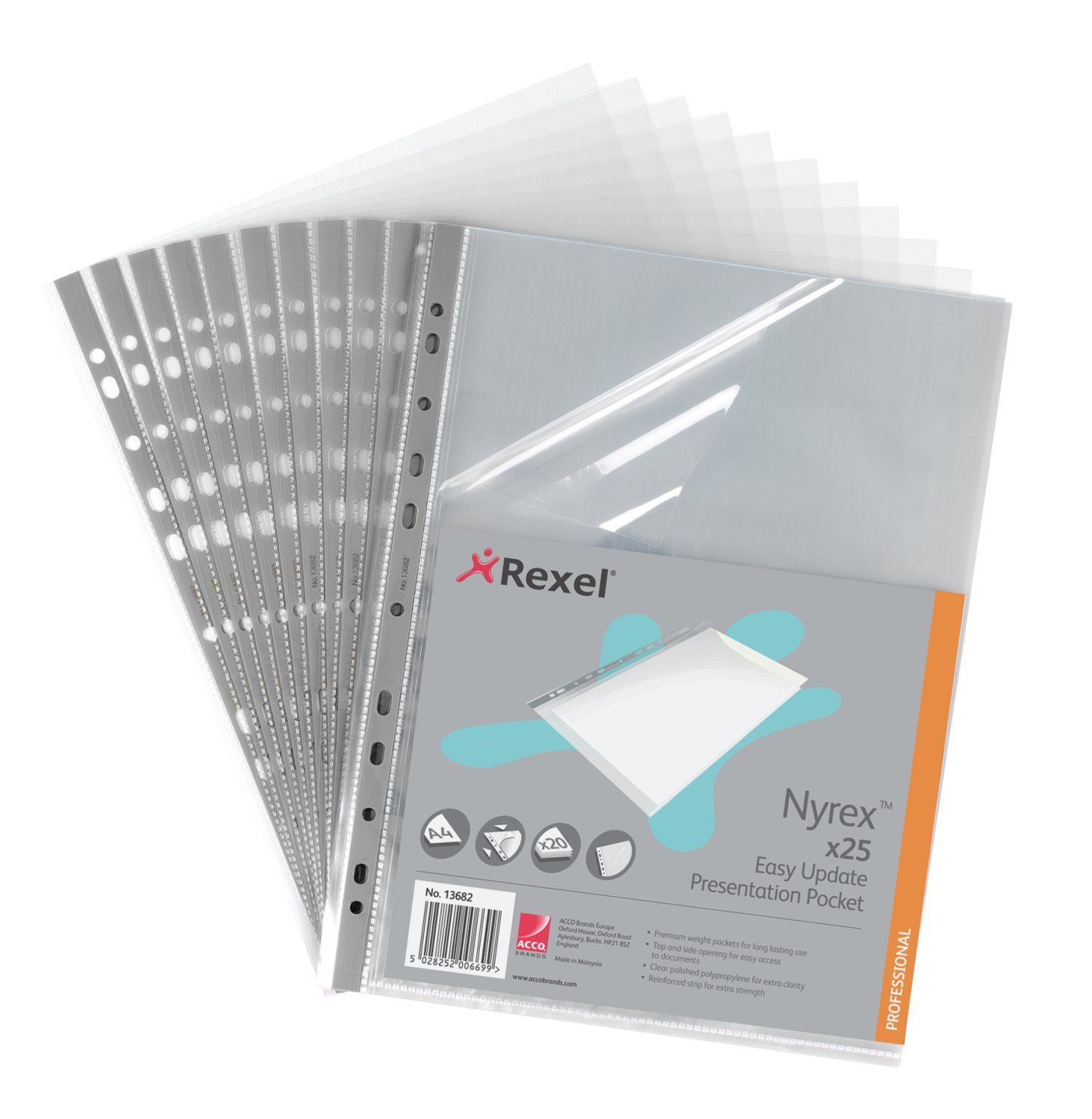 Rexel Nyrex Pres Pocket Clear PK25