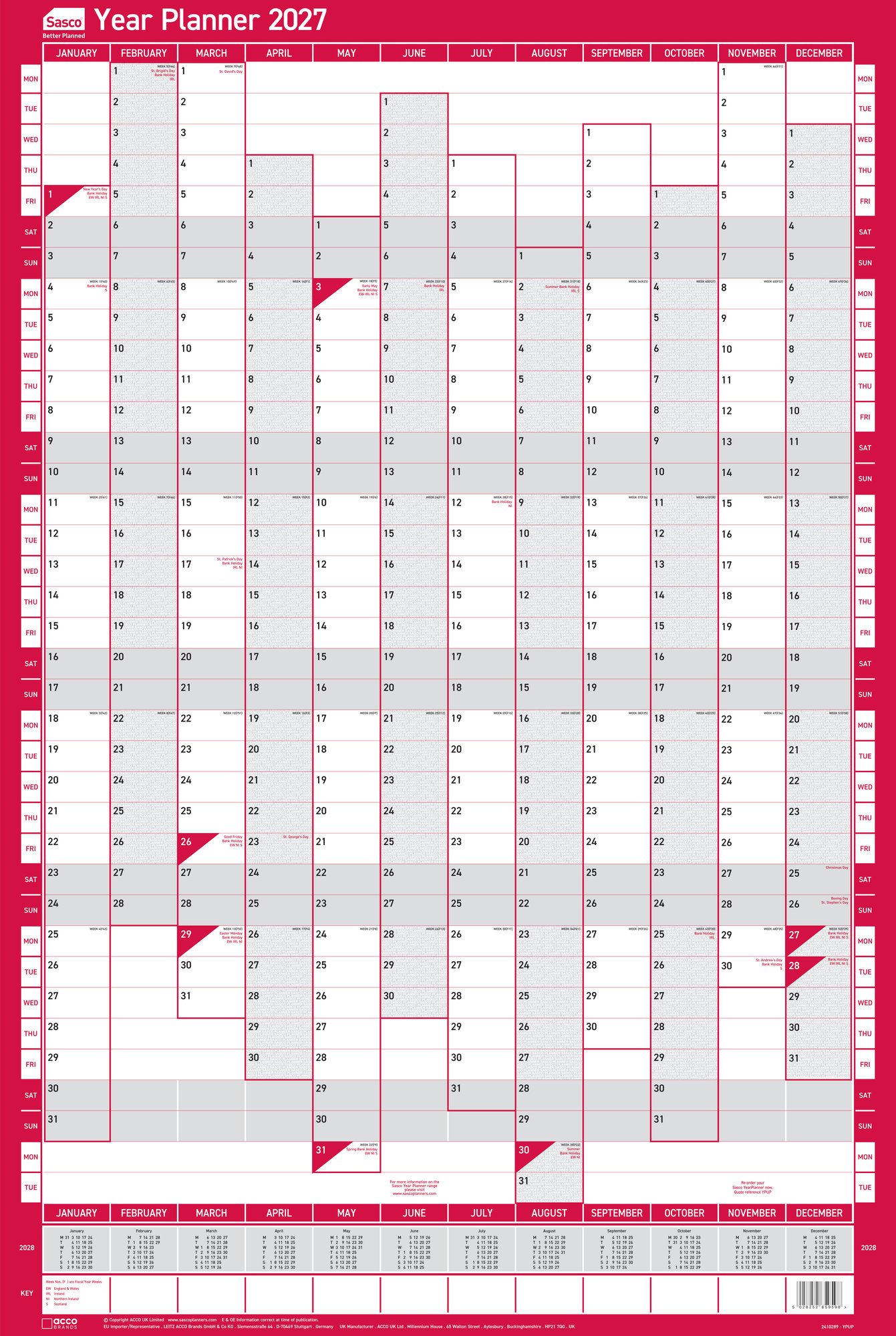 S:YEAR PLANNER 2027 PORTRAIT UNMNTD