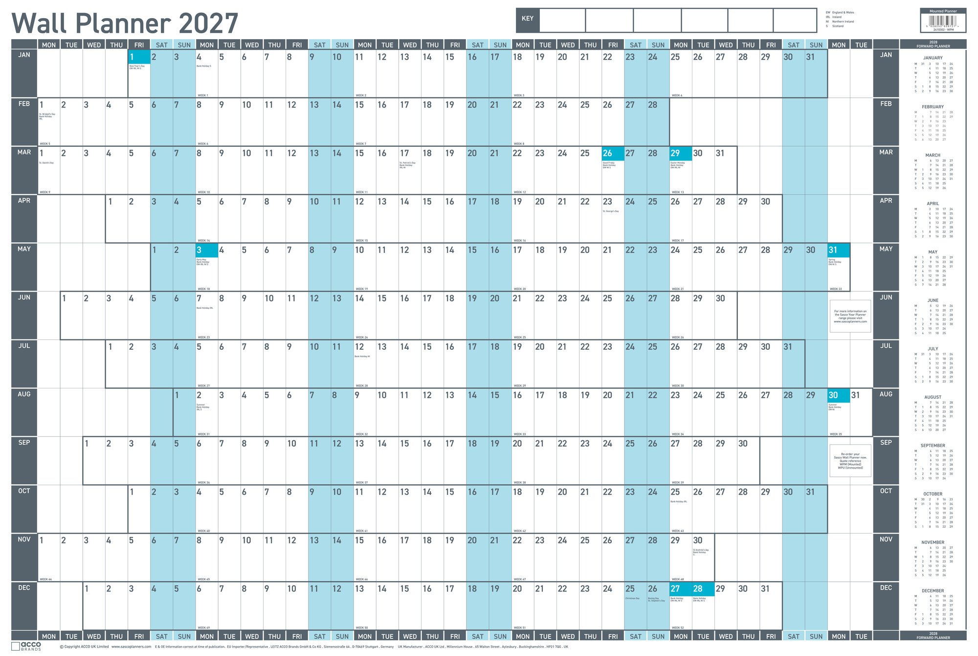 S:WALL PLANNER 2027 MOUNTED