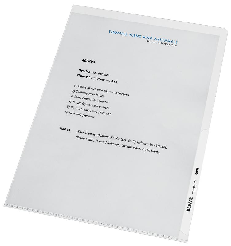 Leitz Recycled Folder A4 140 Micron (Pack of 100) 40011003