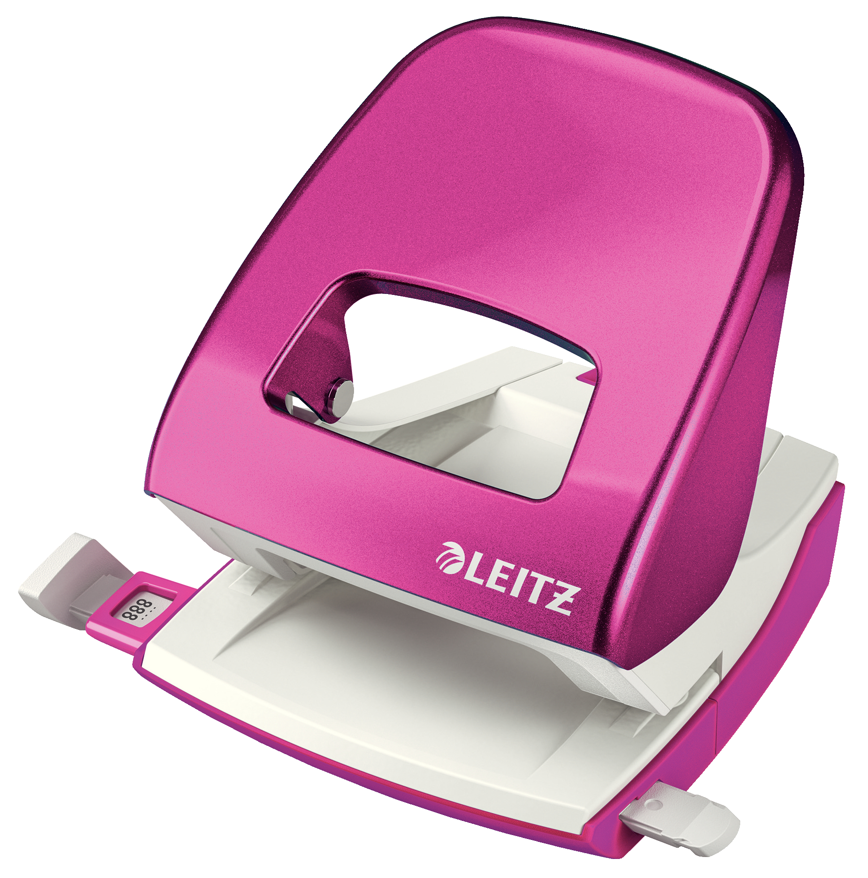 Leitz NeXXt. WOW Metal Office 2 Hole Punch. Punches Up To 30 Sheets. Metallic Pink