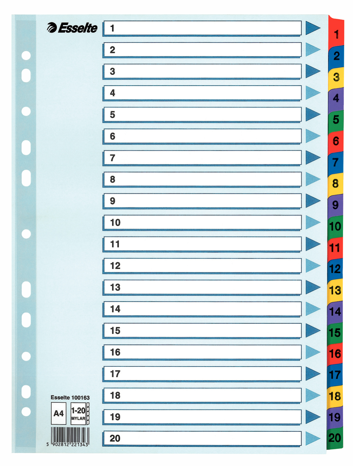 E:INDEX 1-20 MULITCOLOR MYLAR A4