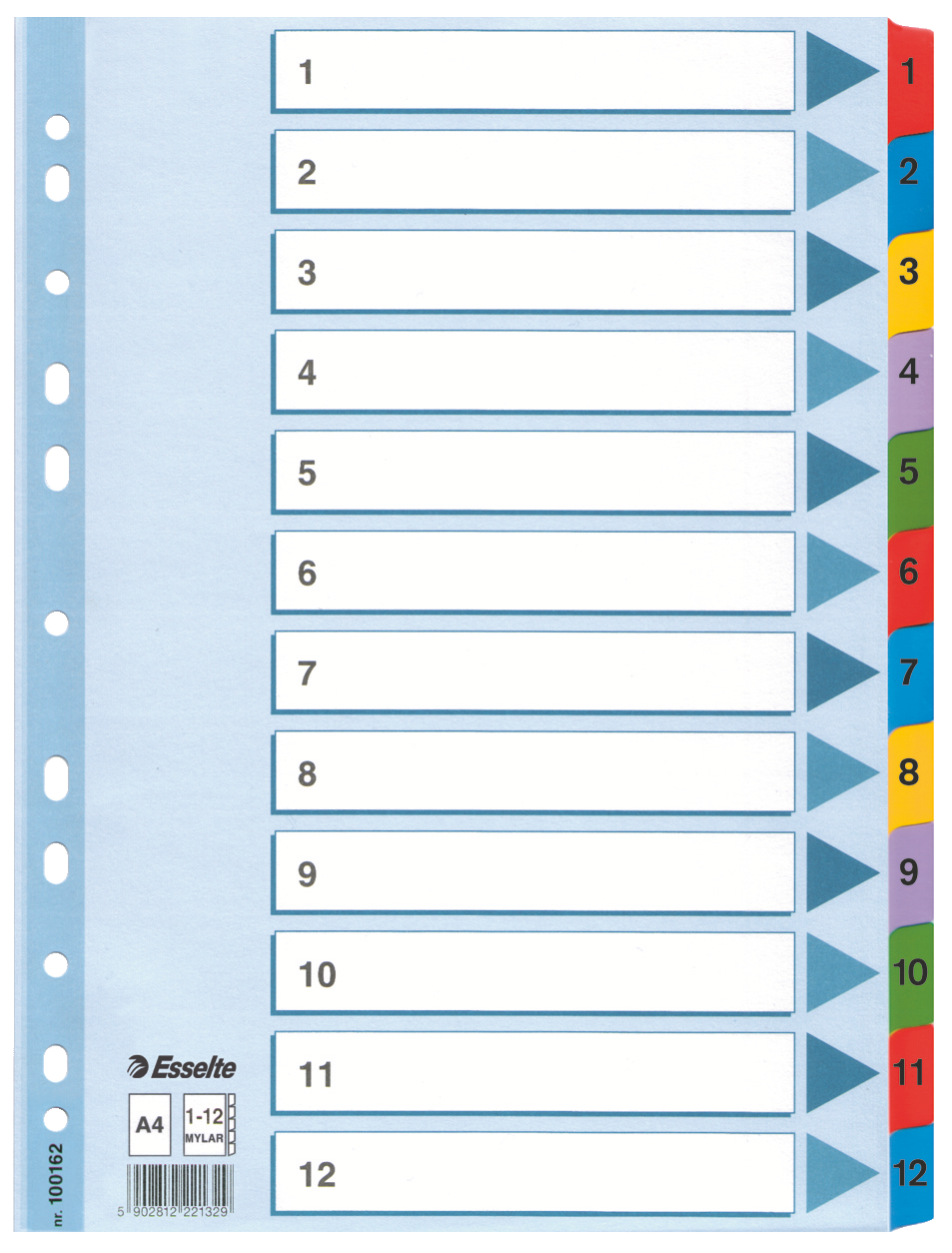 E:INDEX 1-12 MULITCOLOR MYLAR A4