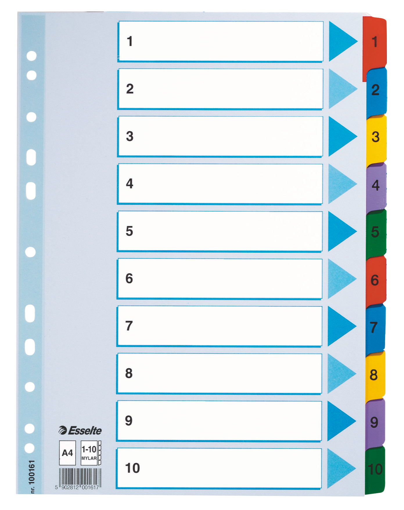 E:INDEX 1-10 MULITCOLOR MYLAR A4
