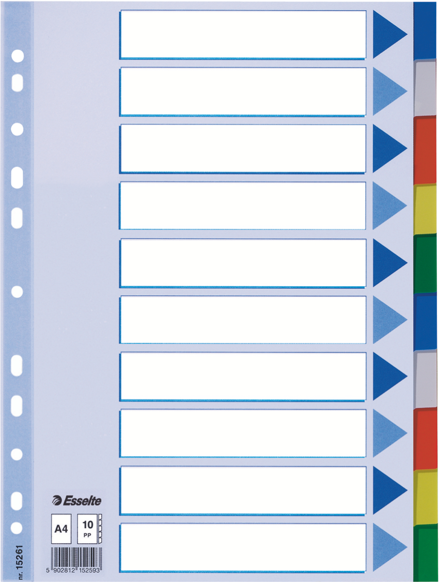 E:DIVIDER A4 PP 10TABS MULTICOLOR