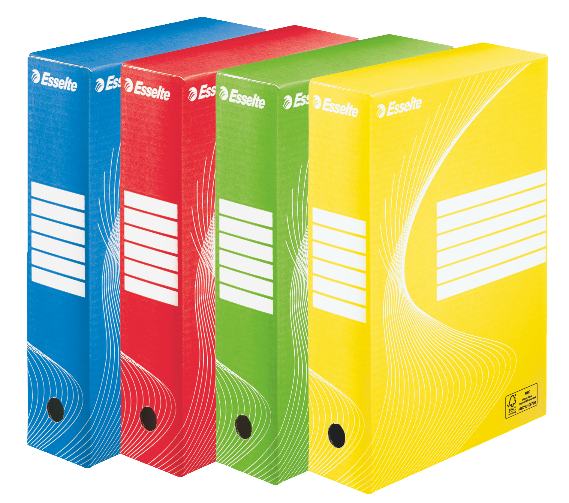Esselte Standard, A4,  Archiving Box 80mm - Assorted Colours (4) - Outer carton of 25