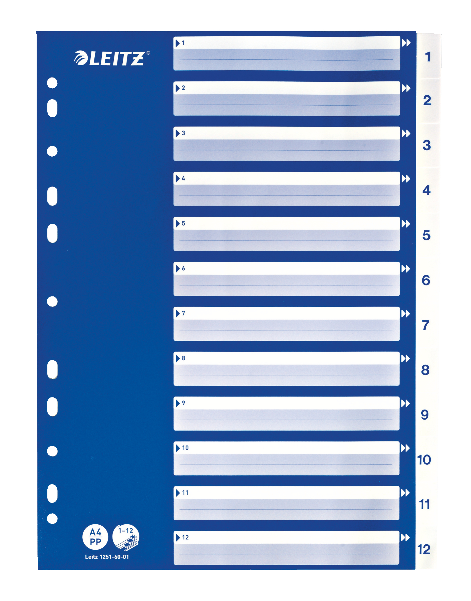 L:INDEX 1-12 A4 PP WHITE