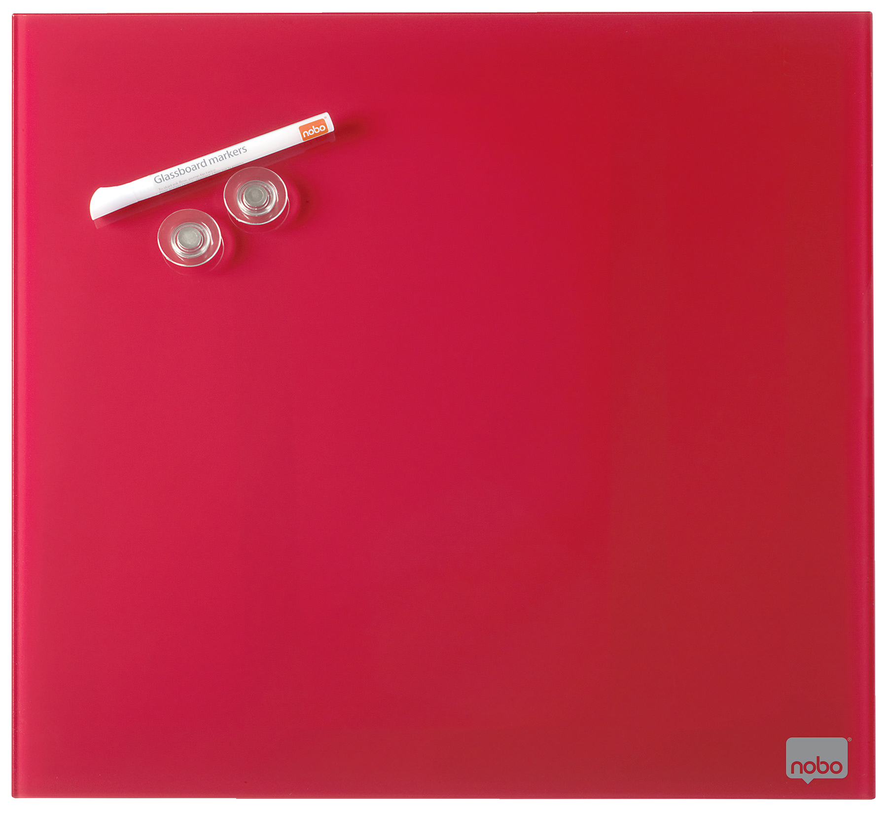 Nobo Magnetic Glass Whiteboard Tile 450x450mm Red