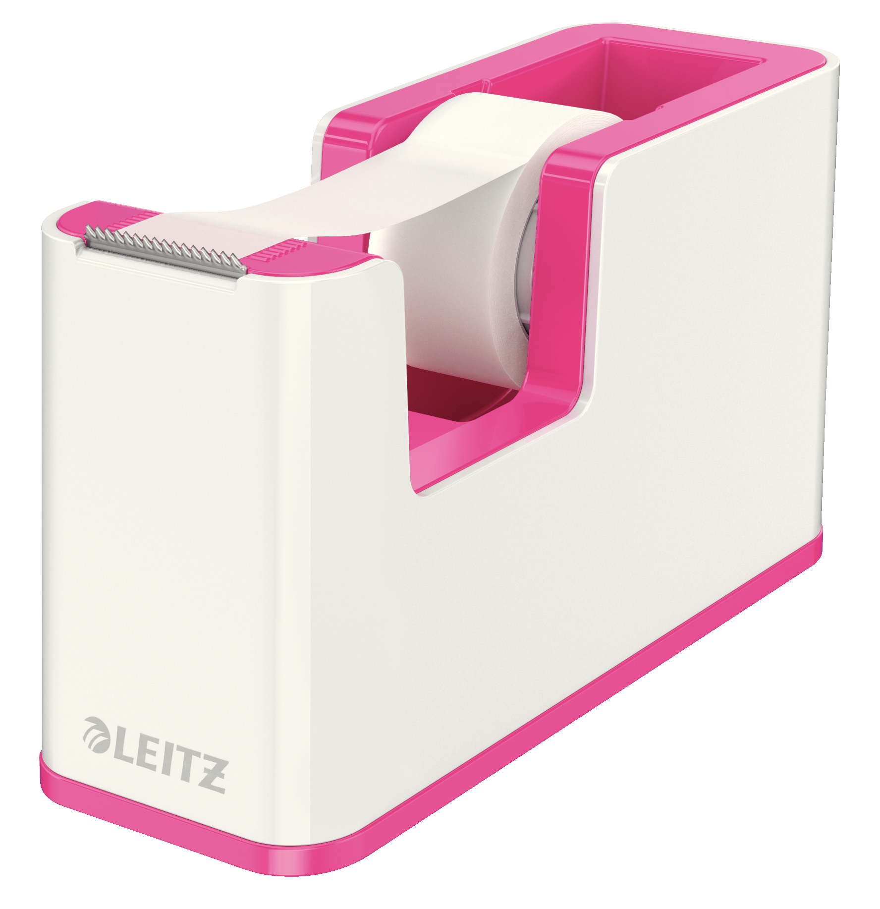 Leitz WOW Heavy Base Tape Dispenser, Tape Included, White/Pink