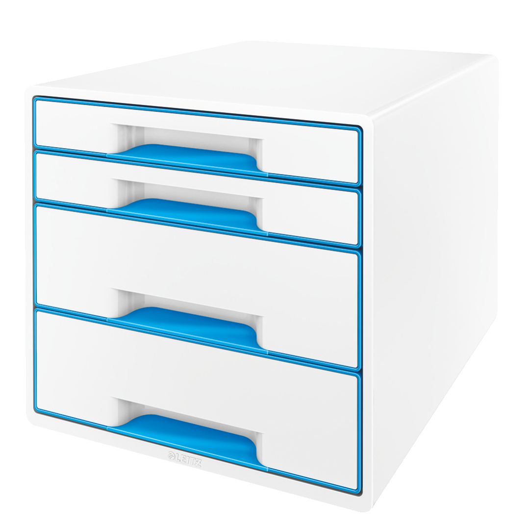 L:DRAWER CABINET WOW CUBE 4D WT/BLUE