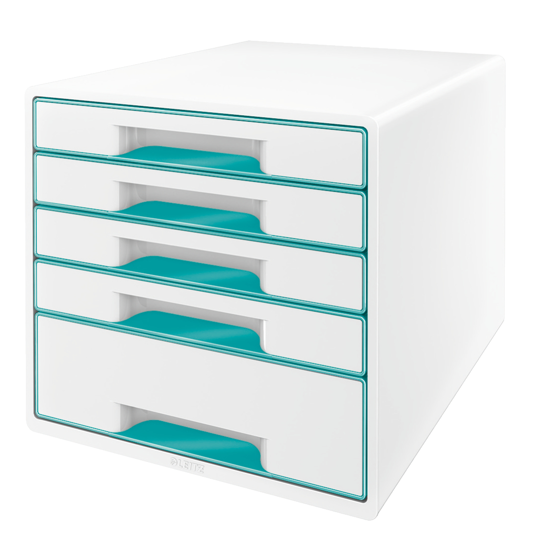 L:DRAWER CABINET WOW CUBE 5D WT/ICEBLUE