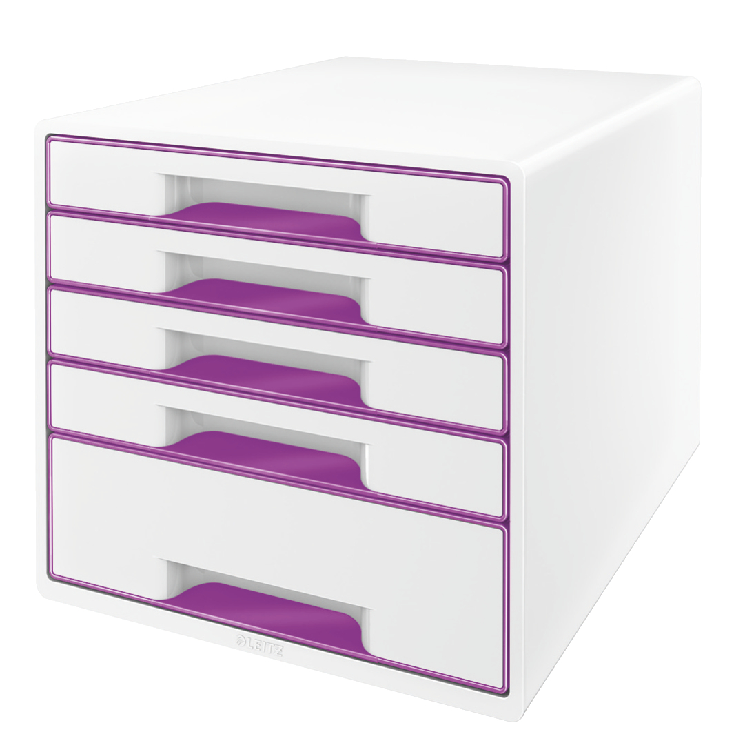 L:DRAWER CABINET WOW CUBE 5D WT/PURPLE
