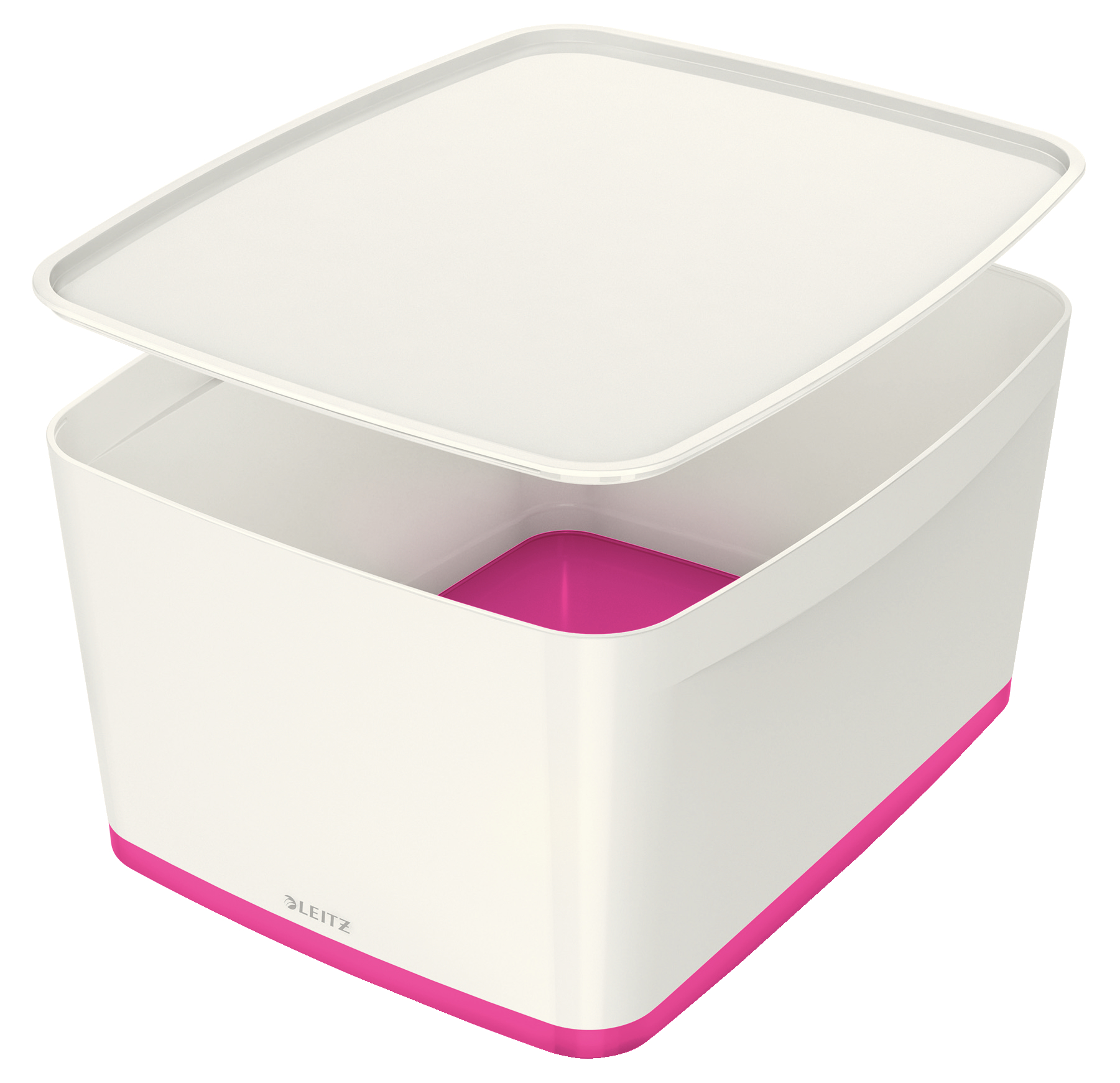 L:MYBOX LARGE WITH LID WOW WHITE/PINK