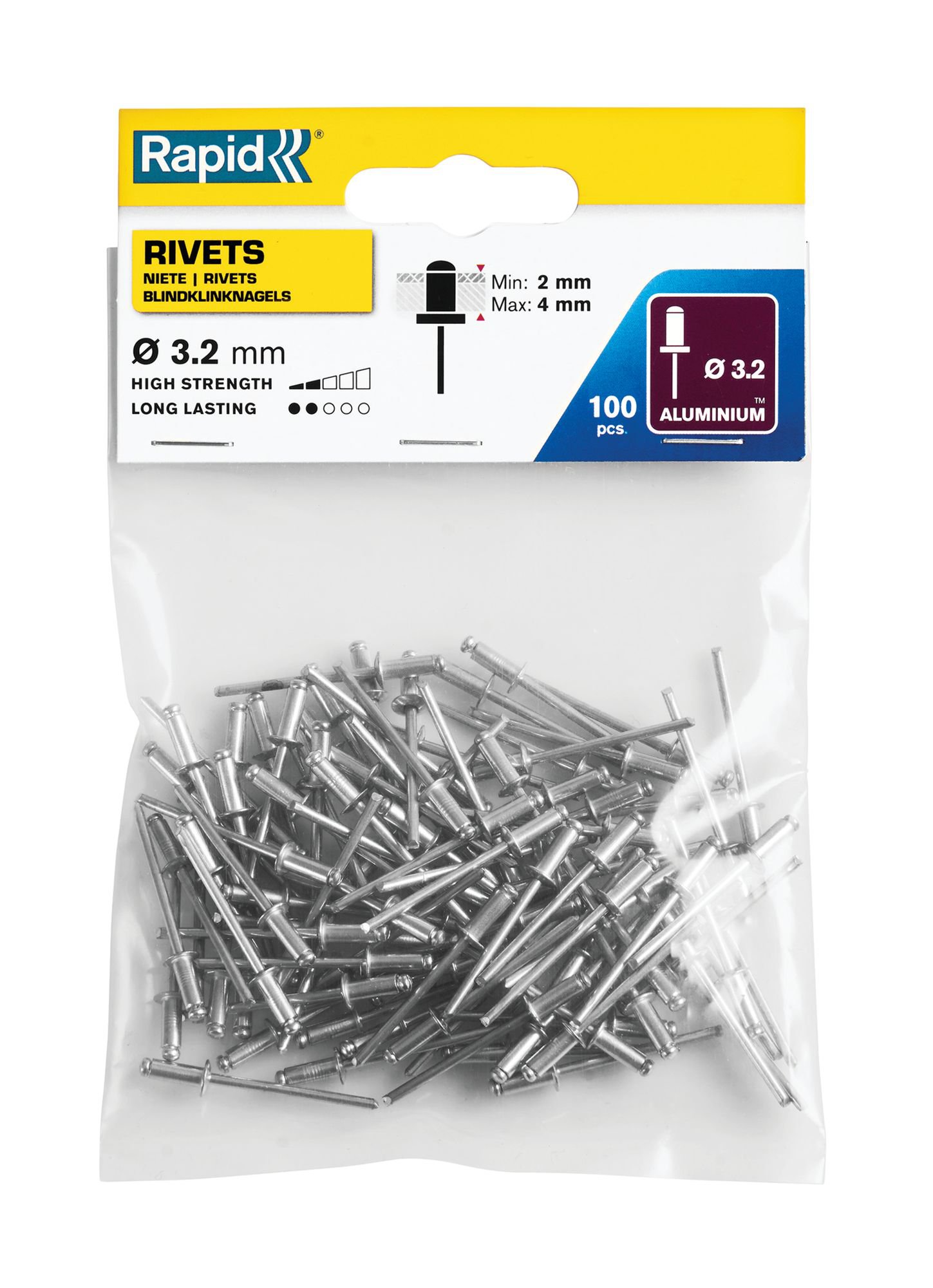 R:RIVETS Ã3.2X8MM ALU 100PCS