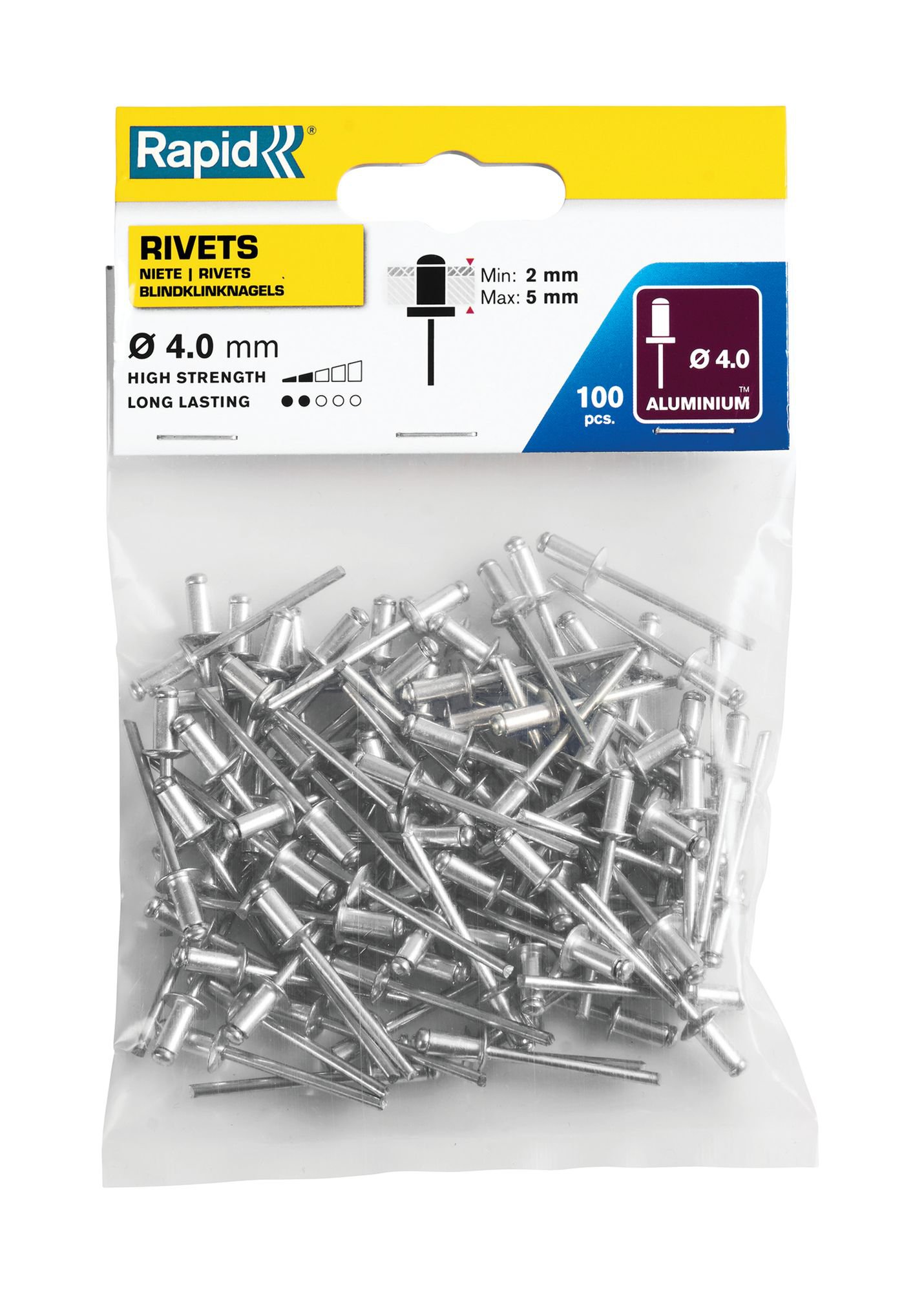 R:RIVETS Ã4X8MM ALU 100PCS