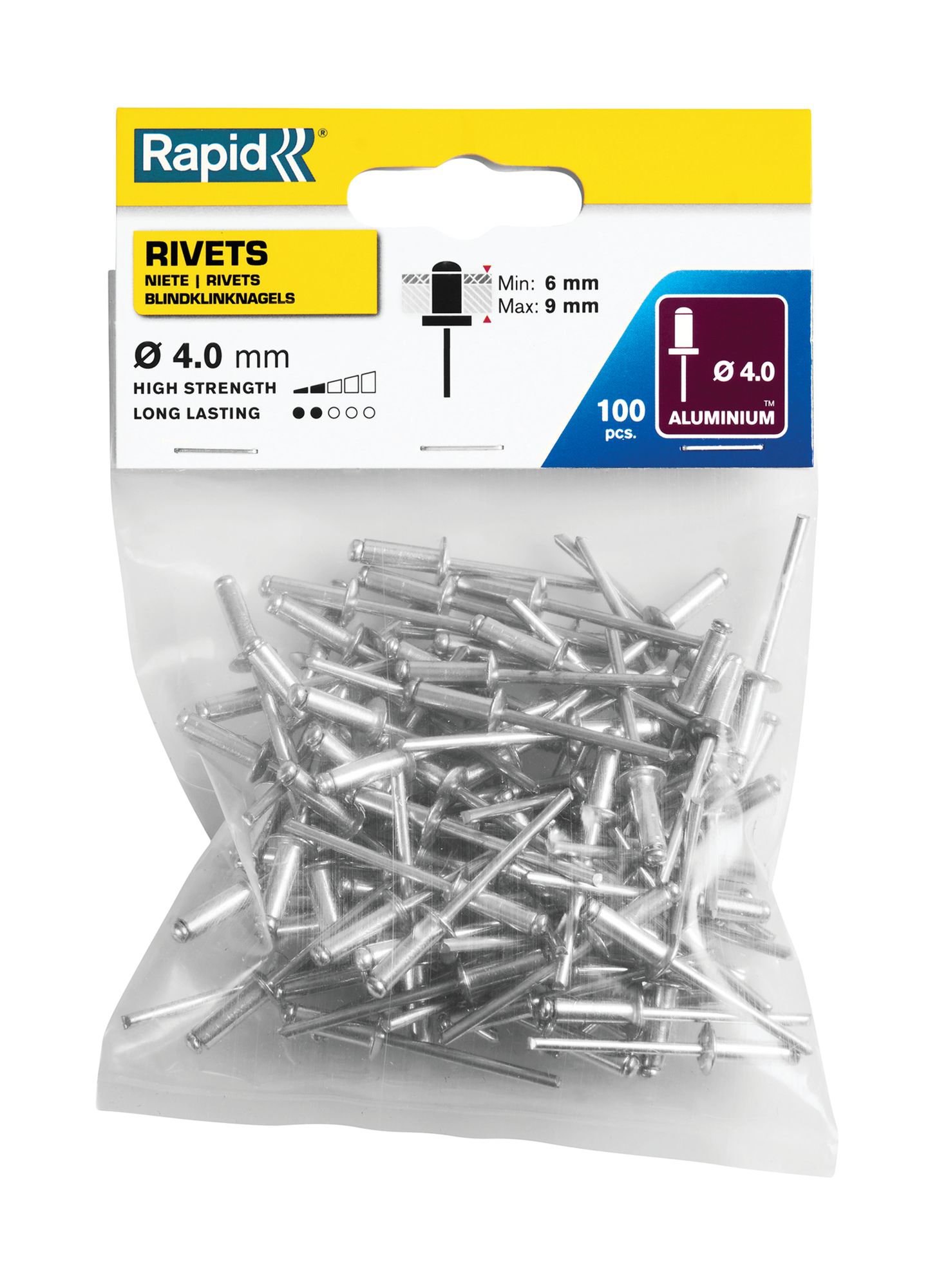 R:RIVETS Ã4X12MM ALU 100PCS
