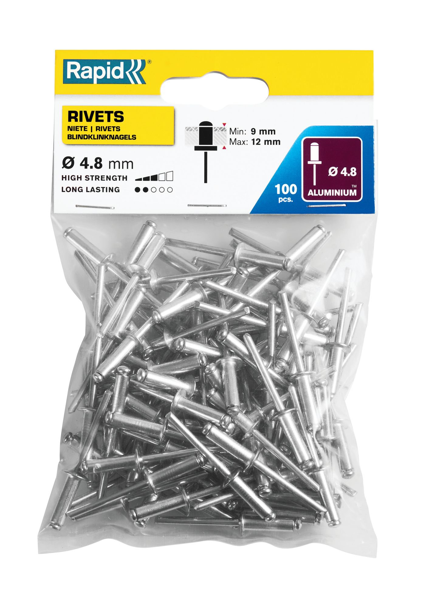 R:RIVETS Ã4.8X16MM ALU 100PCS