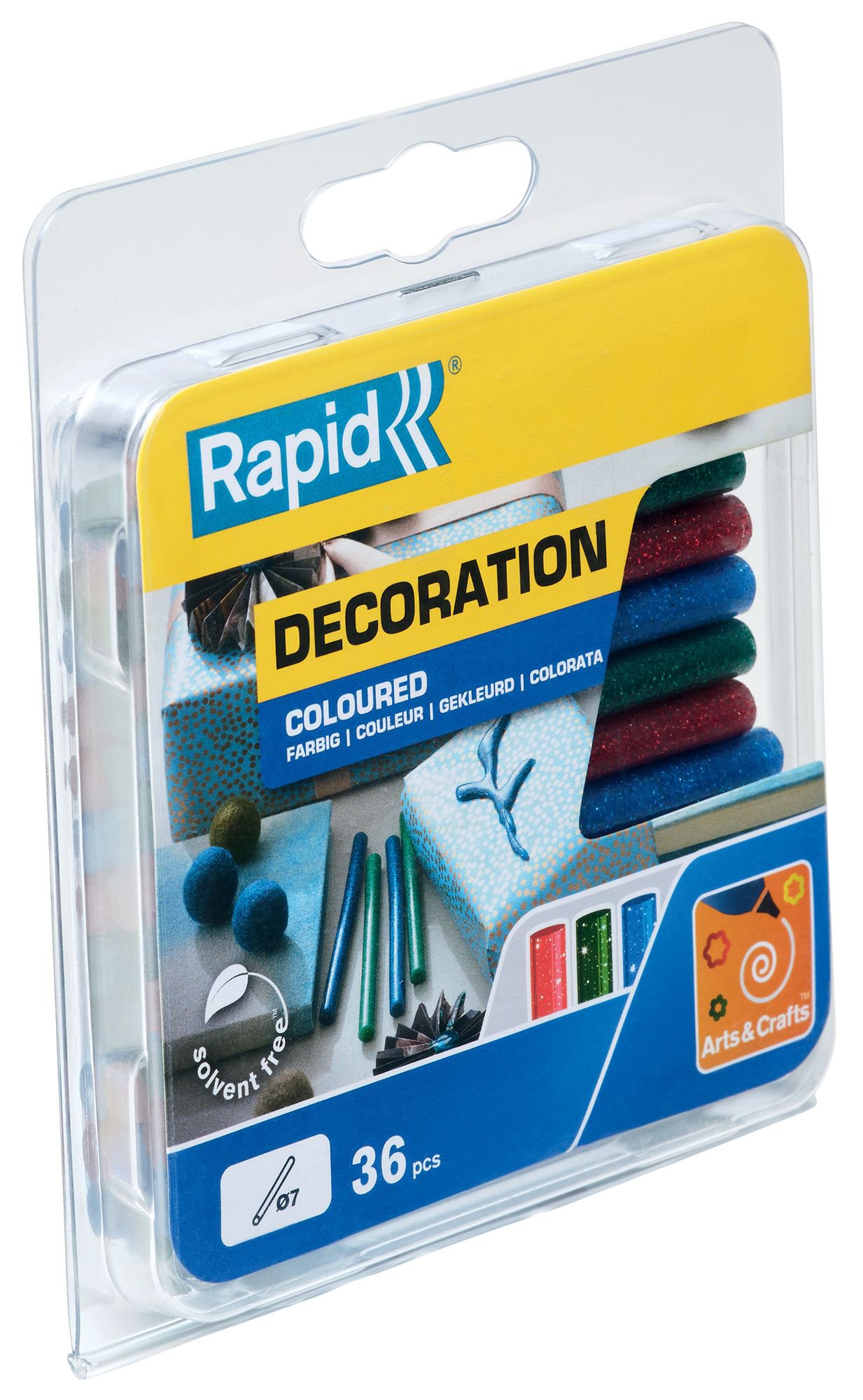 R:GLUE D7 GLITTER R/B/G 36PCS 90MM WEST