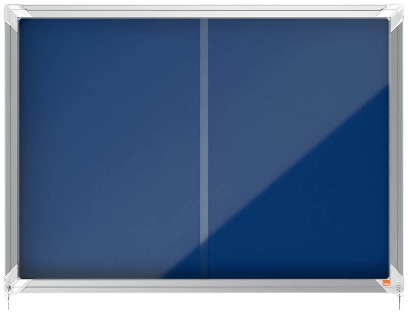 Nobo Premium Plus Blue Felt Lockable Noticeboard Display Case 8 X A4 925X668mm 1