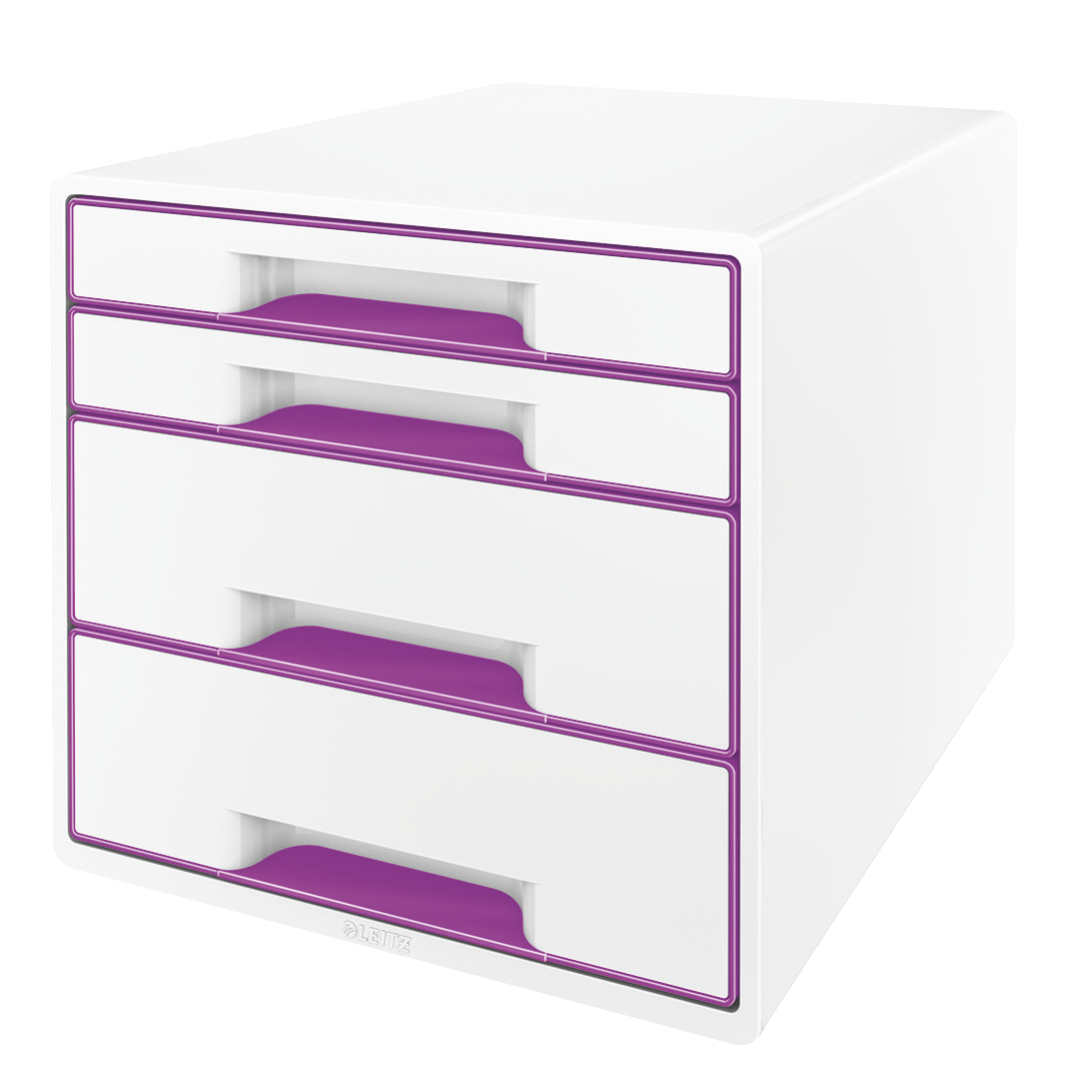 L:DRAWER CABINET WOW CUBE 4D WT/PURPLE