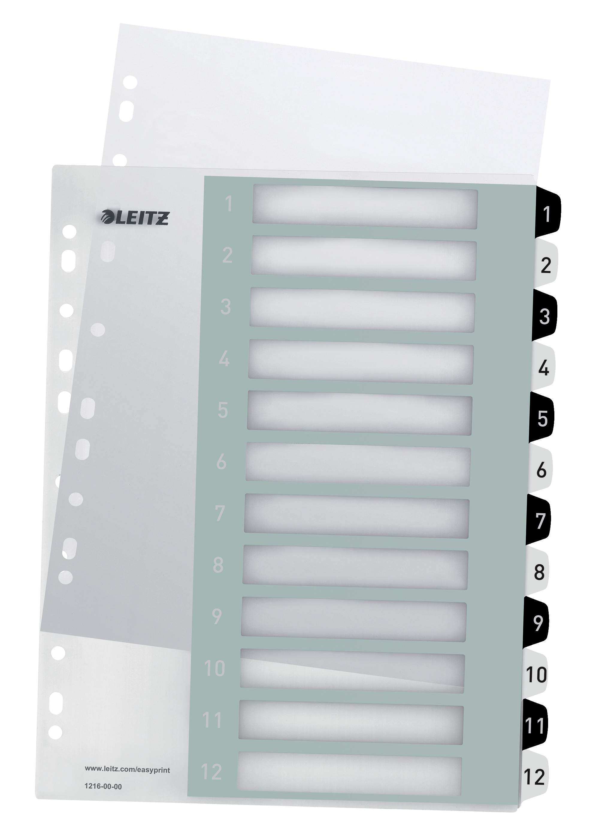 Leitz WOW Printable Index Polypropylene Extra Wide Black And White 1 