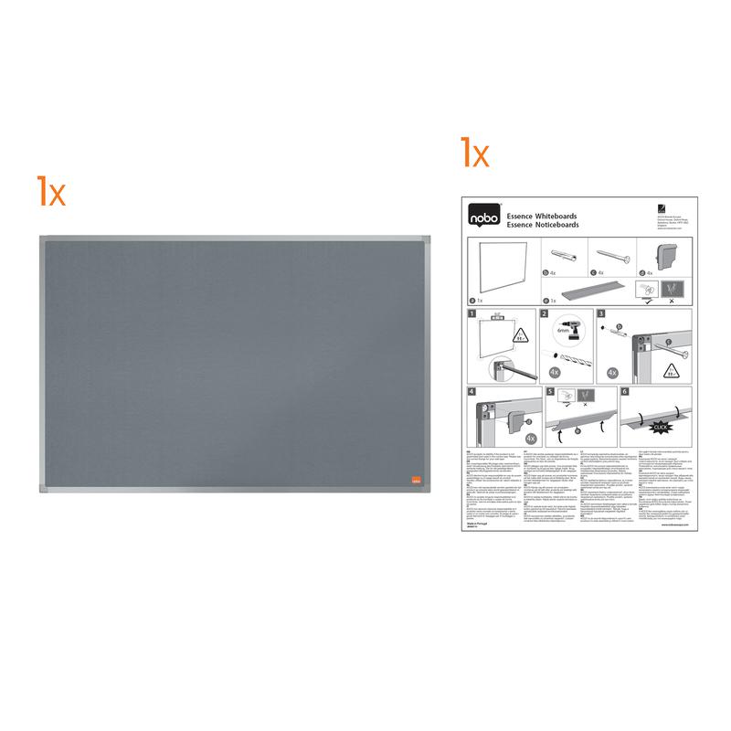 Nobo Essence Grey Felt Noticeboard Aluminium Frame 1200x1200mm