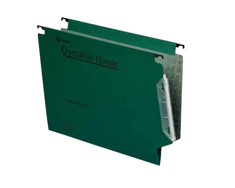 Rexel Crystalfile Classic 300 Foolscap Lateral Suspension File Manilla 15mm V Base Green (Pack 50)