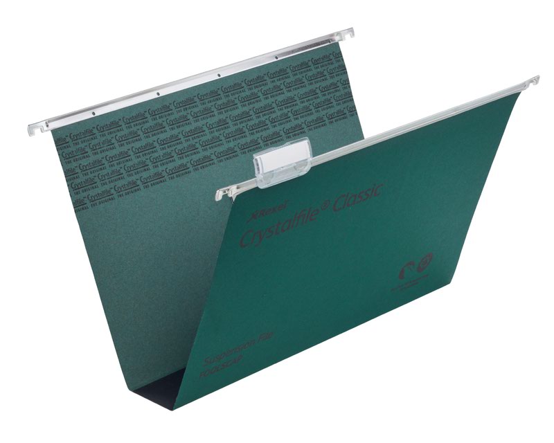 Rexel Crystalfile Classic Foolscap Suspension File Manilla 50mm Green (Pack 50)