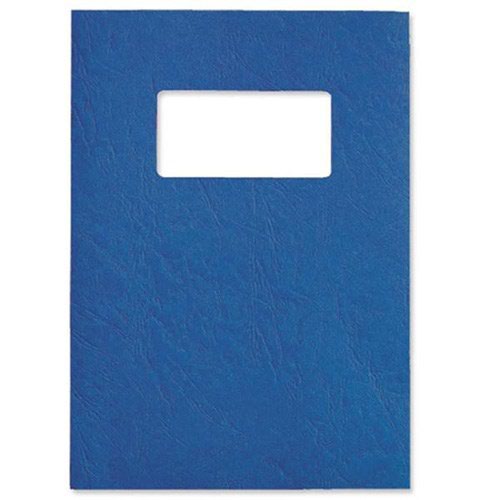 Cover Boards GBC Binding Cover Leathergrain Window/Plain A4 250gsm Blue 25 Pairs (Pack 50) 46735E