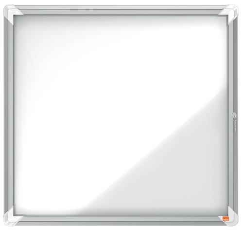Magnetic Nobo Premium Plus Outdoor Lockable Magnetic Whiteboard Display Case Aluminium Frame 6 x A4 White 709x668mm 1902578