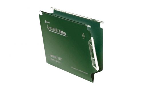 Rexel Crystalfile Extra 330 Foolscap Lateral Suspension File Polypropylene 15mm V Base Green (Pack 25) 3000121