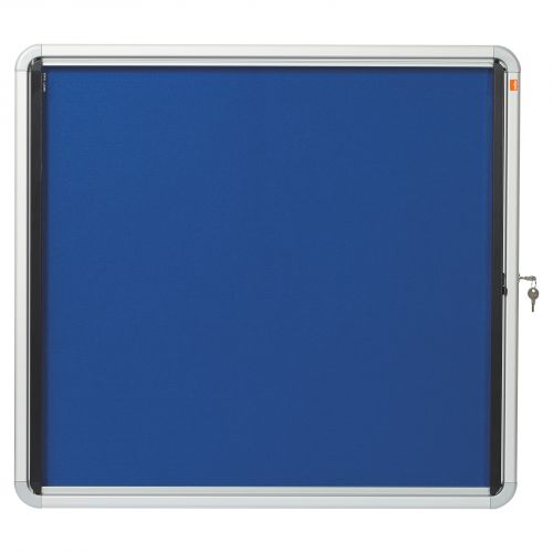 Nobo+Premium+Plus+Blue+Felt+Lockable+Notice+Board+6xA4+Ref+1902555