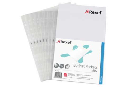 Plastic Pockets Rexel Essential Multi Punched Pocket Polypropylene A4 43 Micron Top Opening Embossed Clear (Pack 100) 11000