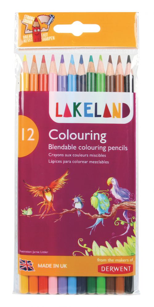 Lakeland Colouring Pencils Round-barrelled Soft Blendable Wallet Assorted Ref 33356 [Pack 12]