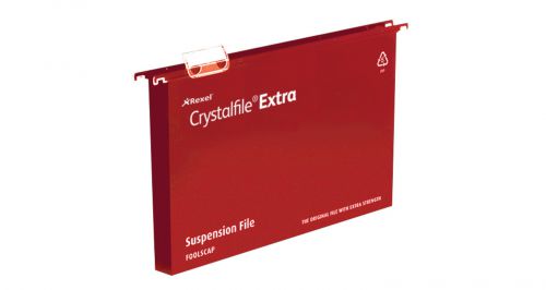 Suspension File Rexel Crystalfile Extra Foolscap Suspension File Polypropylene 30mm Red (Pack 25) 70632