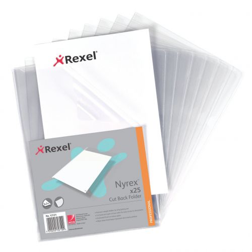 Rexel Nyrex Folder Cut Back A4 Clear Ref 12121 [Pack 25]