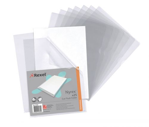 Rexel Nyrex Folder Cut Flush A4 Clear Ref 12153 [Pack 25]