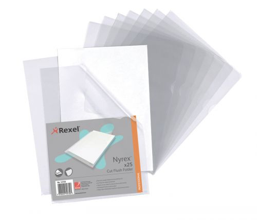 Rexel+Nyrex+Cut+Flush+Folder+Polypropylene+A4+110+Micron+Clear+%28Pack+25%29+12153