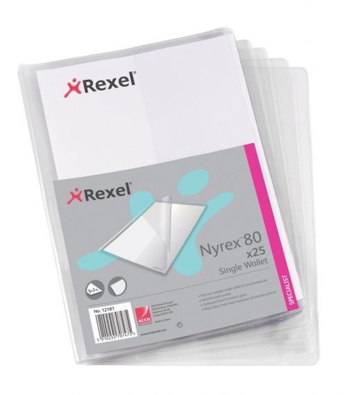 Rexel+Nyrex+Single+Wallet+with+Vertical+Inside+Pocket+A4+Clear+Ref+12181+%5BPack+25%5D