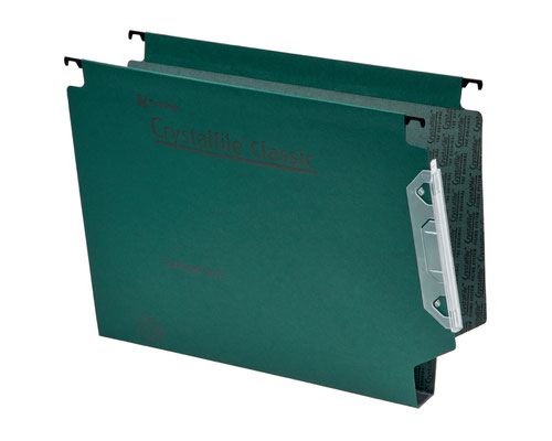Lateral Files Rexel Crystalfile Classic 300 Foolscap Lateral Suspension File Manilla 30mm Green (Pack 25) 3000109