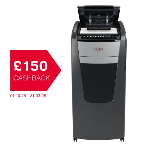 Rexel Optimum AutoFeed Plus 750X Cross Cut Shredder 140 Litre 750 Sheet Automatic/20 Sheet Manual Black 2020750X Rexel Optimum AutoFeed Plus 750X Cross Cut Shredder 140 Litre 750 Sheet Automatic/20 Sheet Manual Black 2020750X