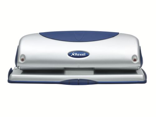Rexel P425 Punch 4-Hole Metal with Nameplate Capacity 25x 80gsm Blue and Silver Ref 2100754